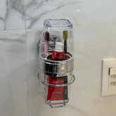 Suporte com Porta Escova e Creme Dental com Ventosa Cromado - Ela Decora